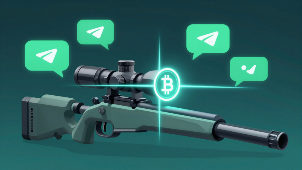 Telegram sniper bot crosshair on a crypto token
